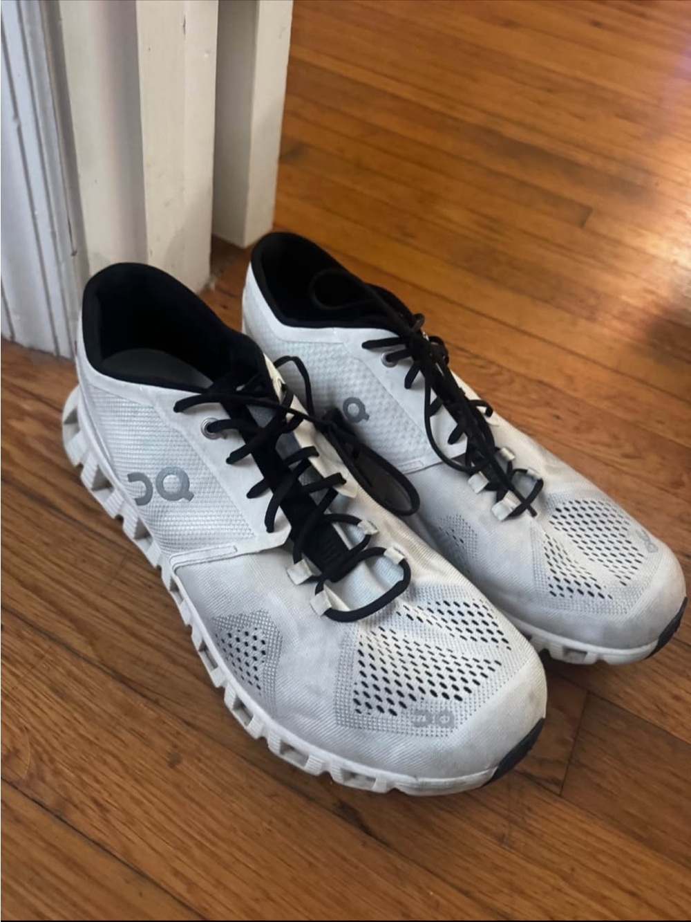 On Clouds Lightweight White Men's Running Shoes with Black Accents